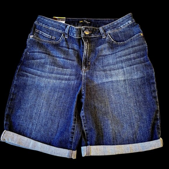 LEE Jeans Bermuda Shorts Blue Denim Mid-Rise Infnity Womens 14 New - Picture 11 of 12